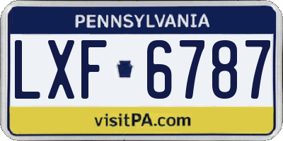 PA license plate LXF6787