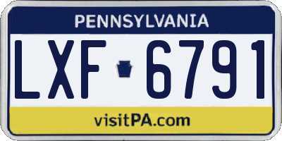 PA license plate LXF6791