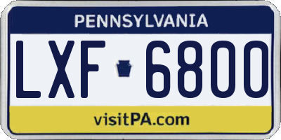 PA license plate LXF6800