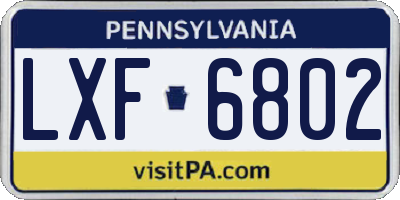 PA license plate LXF6802