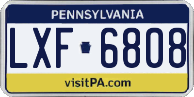 PA license plate LXF6808