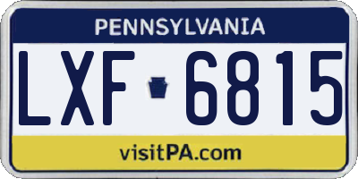 PA license plate LXF6815