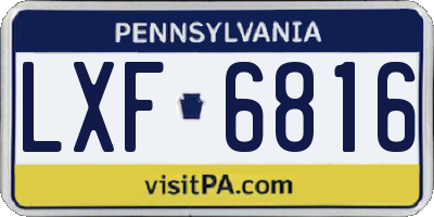 PA license plate LXF6816