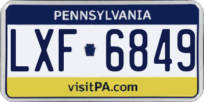 PA license plate LXF6849