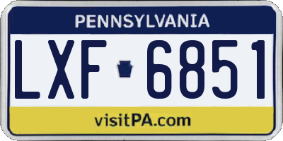 PA license plate LXF6851