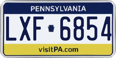 PA license plate LXF6854