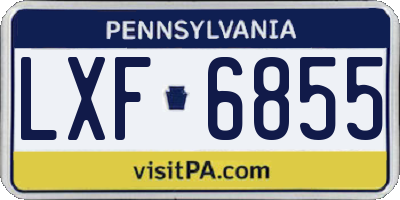 PA license plate LXF6855