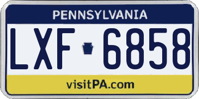 PA license plate LXF6858