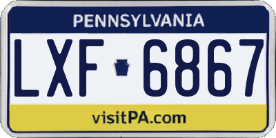 PA license plate LXF6867