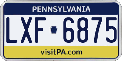 PA license plate LXF6875