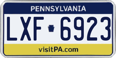 PA license plate LXF6923