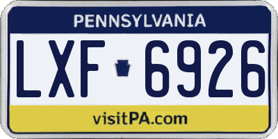 PA license plate LXF6926