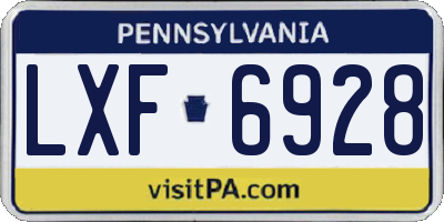 PA license plate LXF6928