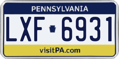 PA license plate LXF6931