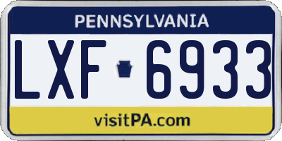 PA license plate LXF6933