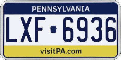 PA license plate LXF6936