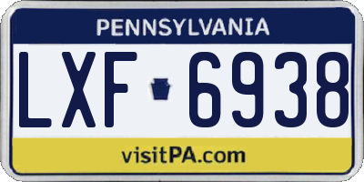 PA license plate LXF6938