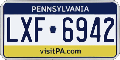 PA license plate LXF6942
