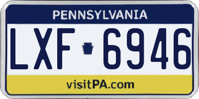 PA license plate LXF6946