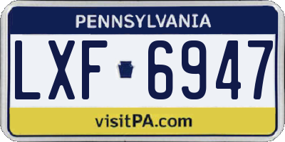 PA license plate LXF6947