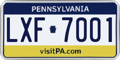 PA license plate LXF7001