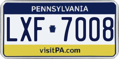 PA license plate LXF7008