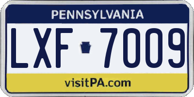 PA license plate LXF7009