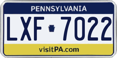 PA license plate LXF7022