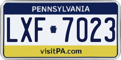 PA license plate LXF7023