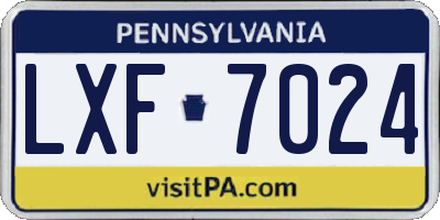 PA license plate LXF7024