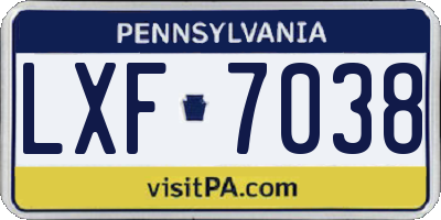 PA license plate LXF7038
