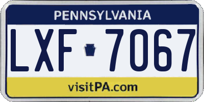 PA license plate LXF7067