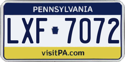 PA license plate LXF7072