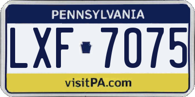 PA license plate LXF7075
