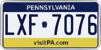 PA license plate LXF7076