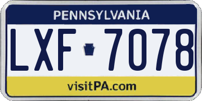 PA license plate LXF7078