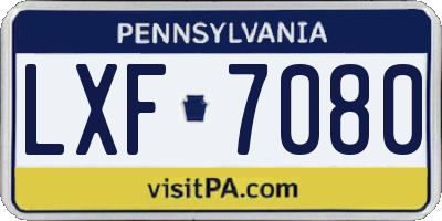 PA license plate LXF7080
