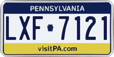 PA license plate LXF7121