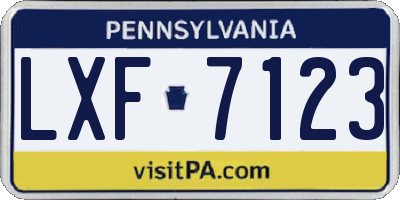 PA license plate LXF7123