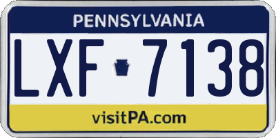 PA license plate LXF7138