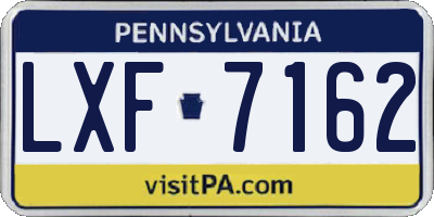 PA license plate LXF7162
