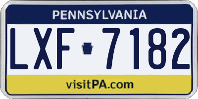 PA license plate LXF7182