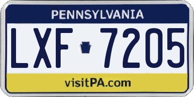 PA license plate LXF7205