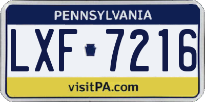 PA license plate LXF7216