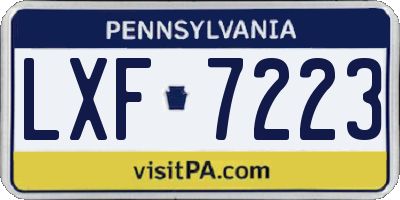 PA license plate LXF7223