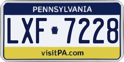 PA license plate LXF7228