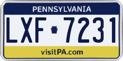 PA license plate LXF7231