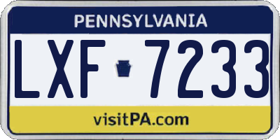 PA license plate LXF7233