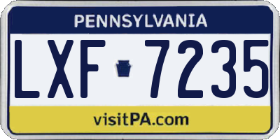 PA license plate LXF7235