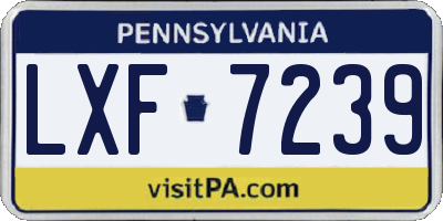 PA license plate LXF7239
